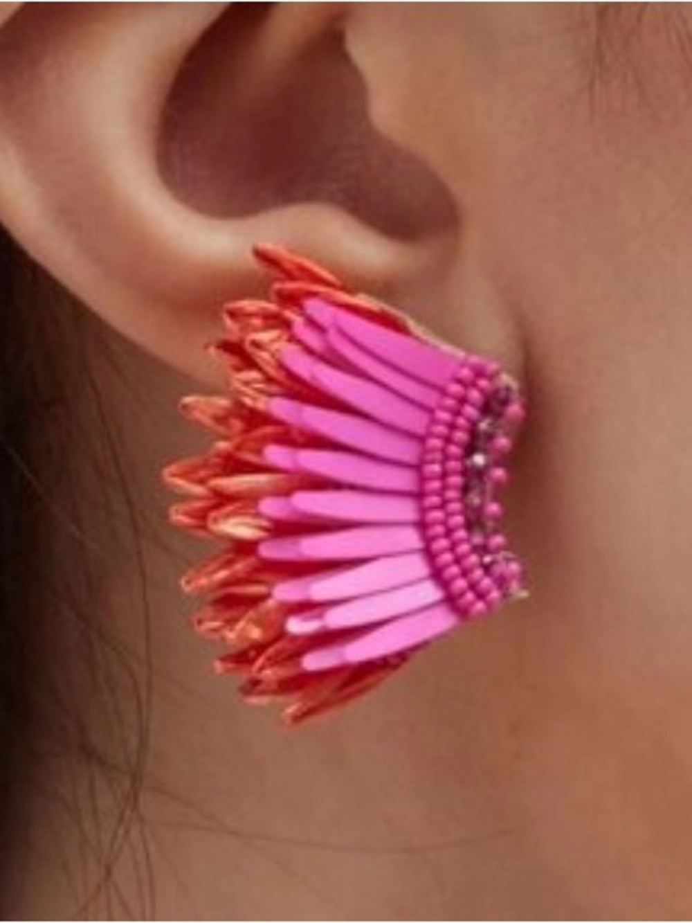 Mignonne Gavigan Hot Pink and Iridescent Fan Earrings - Picture 2 of 2